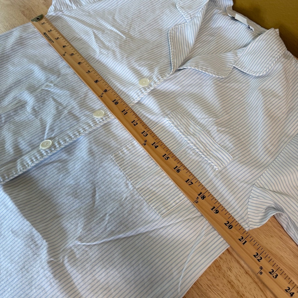 VTG Christian Dior Blue Striped Pajama Set Size S Monogram Long Sleeve Top Pants - Picture 8 of 13
